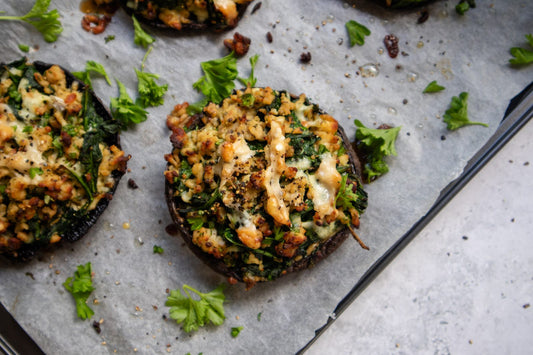 Chicken, Spinach and Parmesan Stuffed Portobello Mushrooms