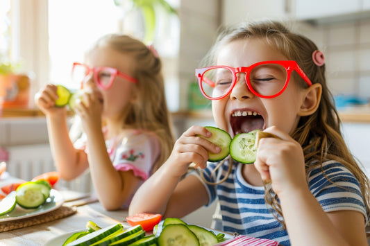 Children enjoy some vegetables for breakfast