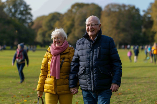 Couple walking in park