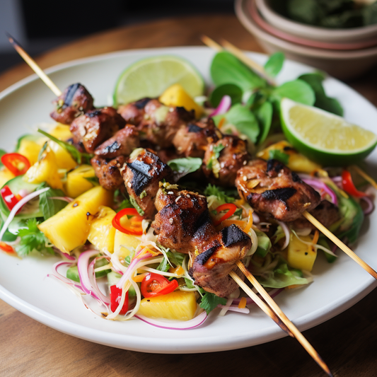 Jerk Chicken Skewers with a Mango Salad