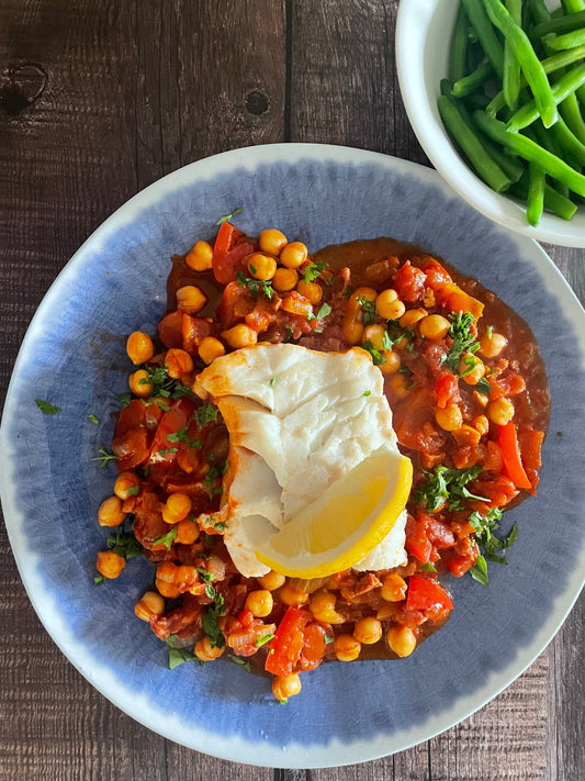 Spanish-Style Cod with Chorizo & Chickpeas