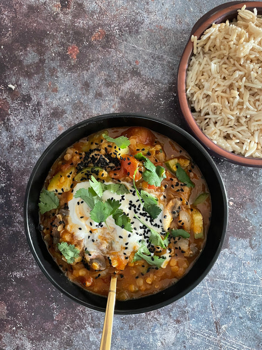 Red Lentil, Courgette & Mushroom Curry