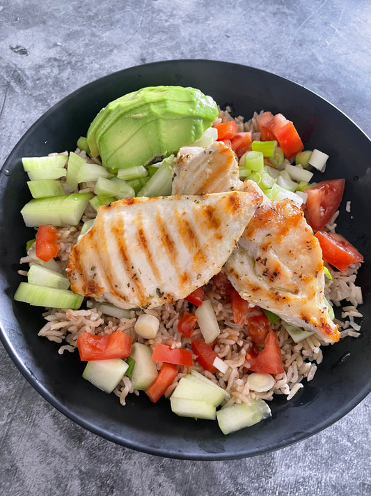 Grilled Chicken and Avocado Rice Bowl